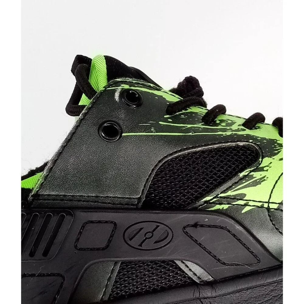 Heelys Force Wheeled Shoes Mens Youth 4 Black Neon Green Sneakers Needs Laces